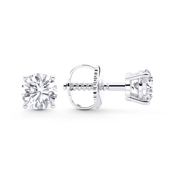 2.00ct Lab Grown Diamond Round Brilliant 4-Prong Stud Earrings in 14k White Gold - Picture 2 of 6